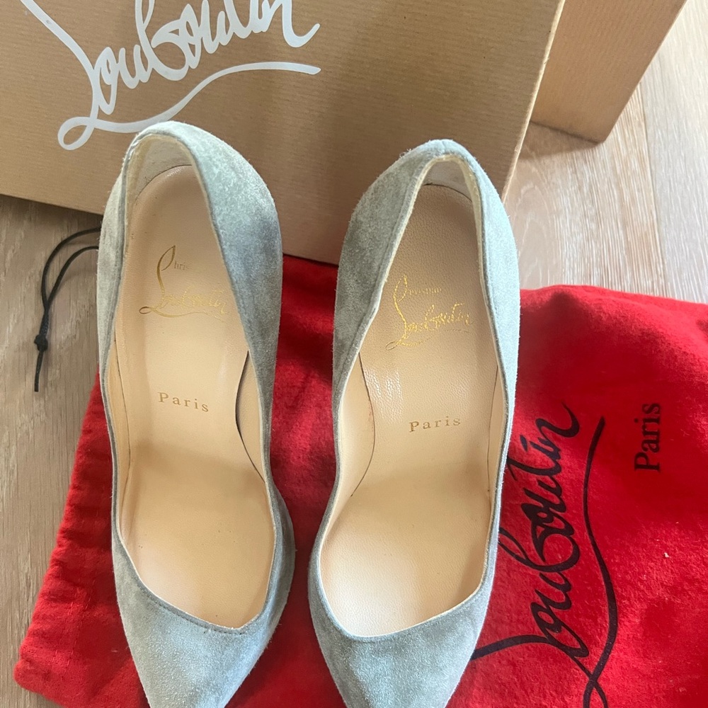 Christian Louboutin Suede Heels - Gray